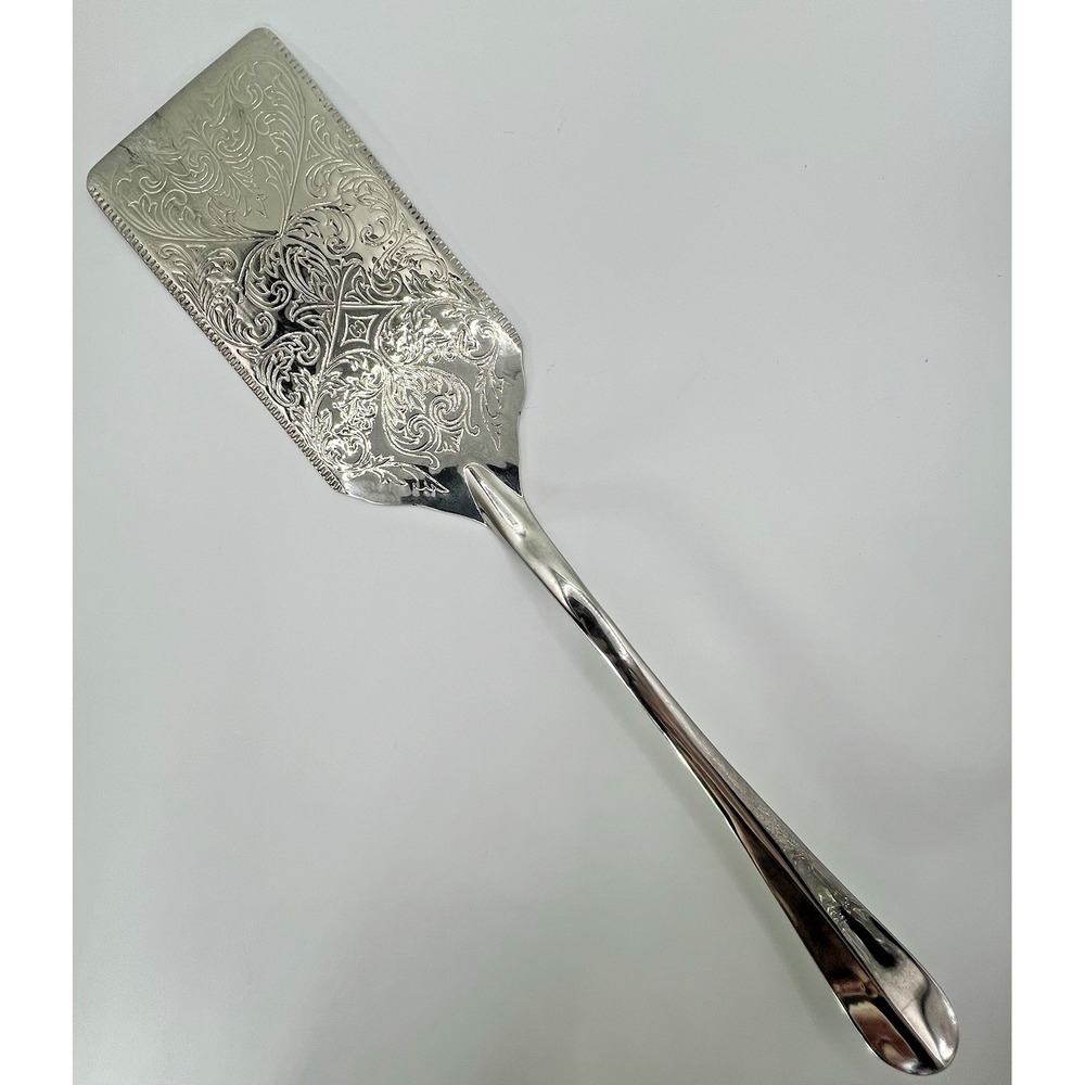 Vintage Silverplate Engraved Cake Pastry Lasagna Server Ornate Floral 11